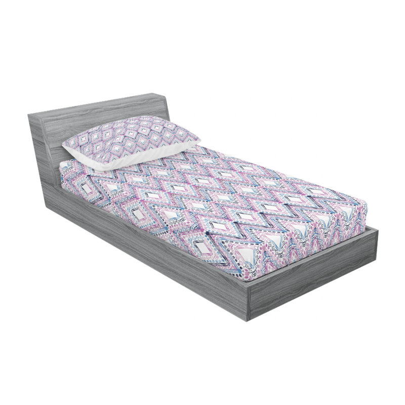 Microfiber Geometric Sheet Set, Twin Sheet Set with 1 Pillowcase