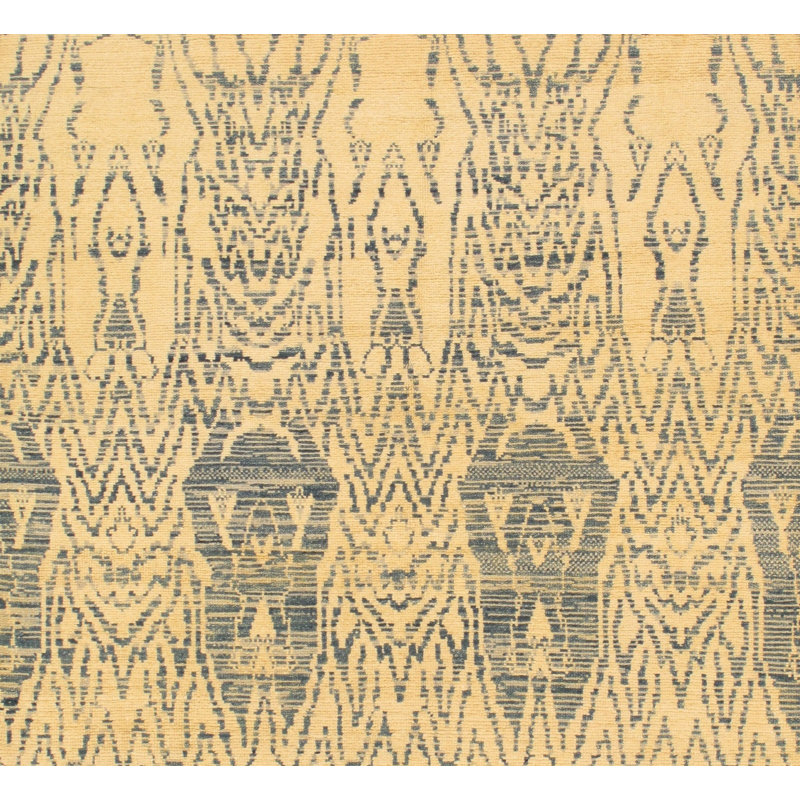 Hand Knotted Wool Ikat Indoor Rug