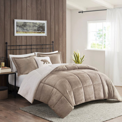 Très grand à l'édredon - taupe, taie décorative assortie, taupe +, bride de 2 pouces