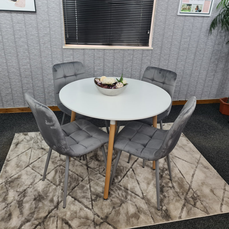 Gordin 4 - Person Dining Set, Grey, White