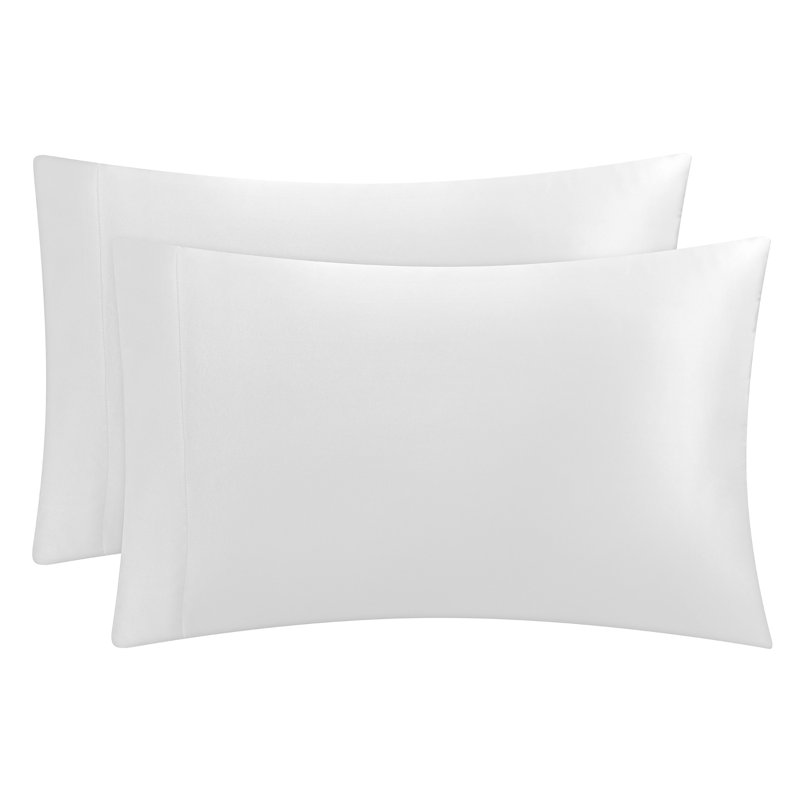Juicy Couture Silky Satin Pillows Case Sets with Envelope Closure, Queen Pillowcase, White