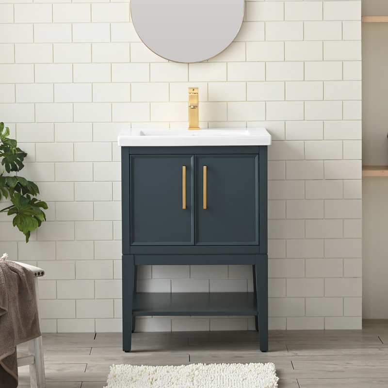 Cheriton 24.19" Single Bathroom Vanity Set, Vintage Blue