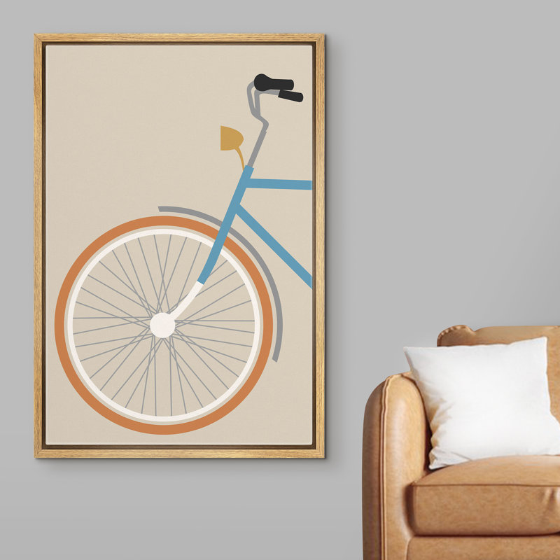 Profil latéral de la partie avant du vélo de randonnée avec grande roue - cadre flottant, impression sur toile, Cadre brun