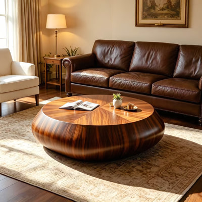 Table basse de 33,5 po de largeur à grain de bois Burled