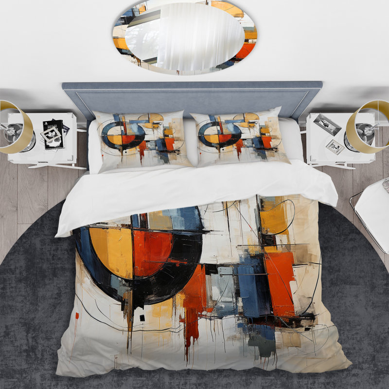 Ensemble de housse de couette coloré Mid Century Abstract Fusion I - Abstract Midcentury