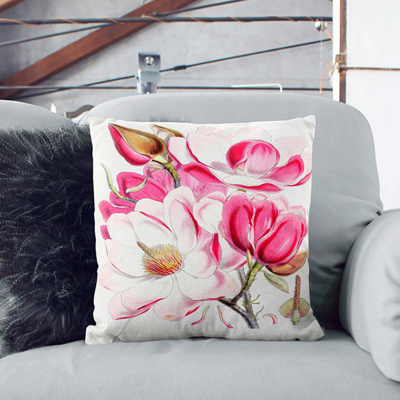 Floral Square Throw Cushion, 40cm H x 40cm W x 15cm D