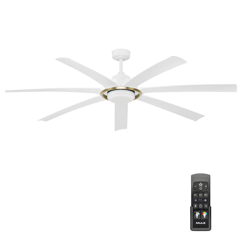 Ventilateur de plafond 70 po avec pales et lumière DEL Mule Sterling, White/Gold, White