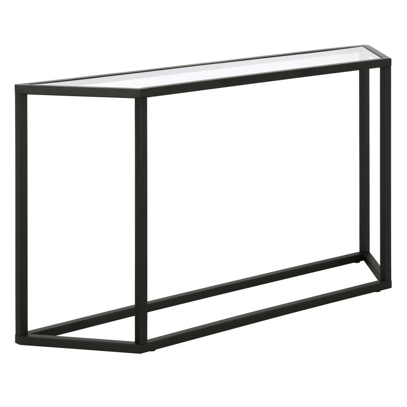 Glass Top Console Table, Blackened Bronze, 73.66 H x 111.76 W x 30.48 D cm