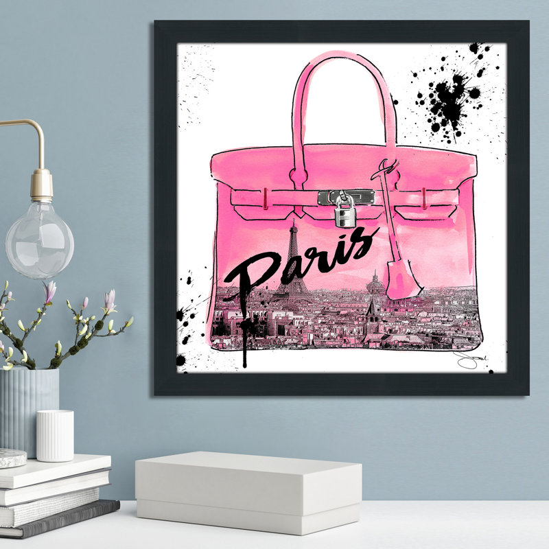 «Pink Paris», reproduction d'impression encadrée, H 31,5 po x l 31,5 po x P 1 po, Cadre noir