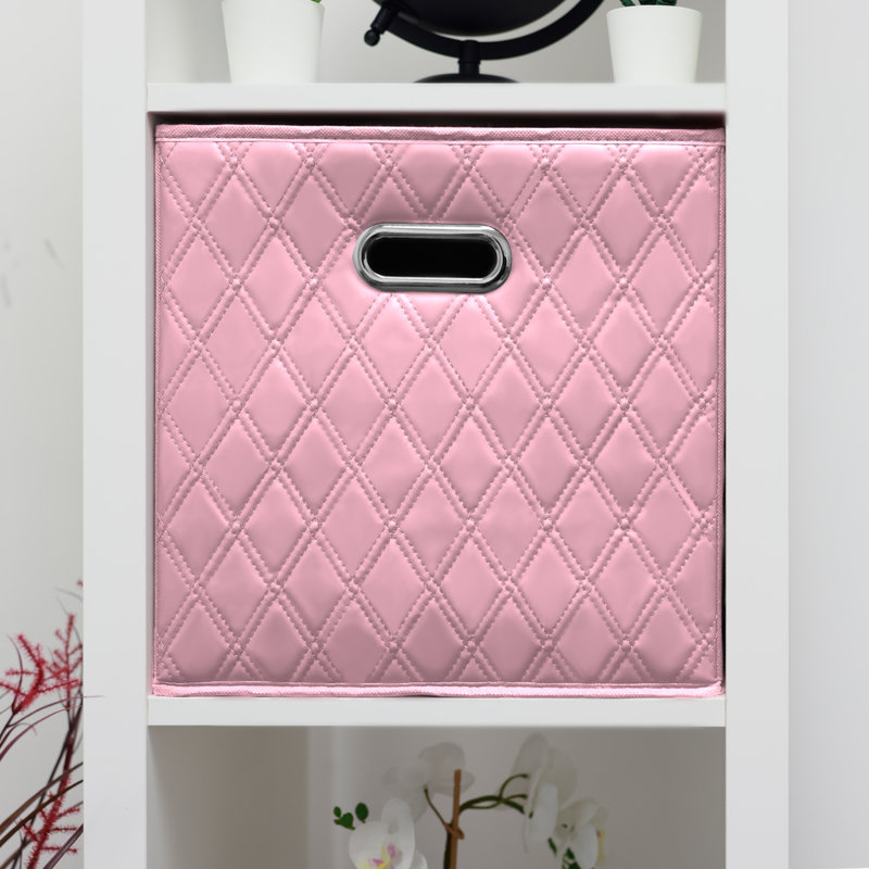 Ensemble de bacs de rangement en similicuir, Rose