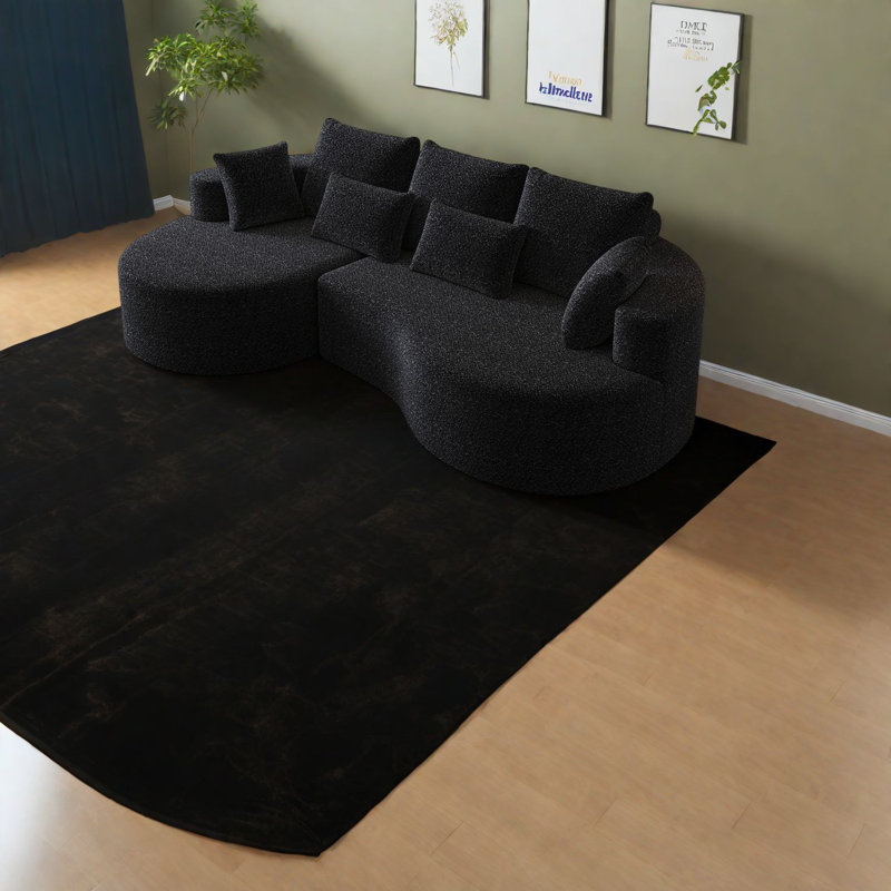 Canapé modulaire spacieux en chenille de 105 po noir pour la maison