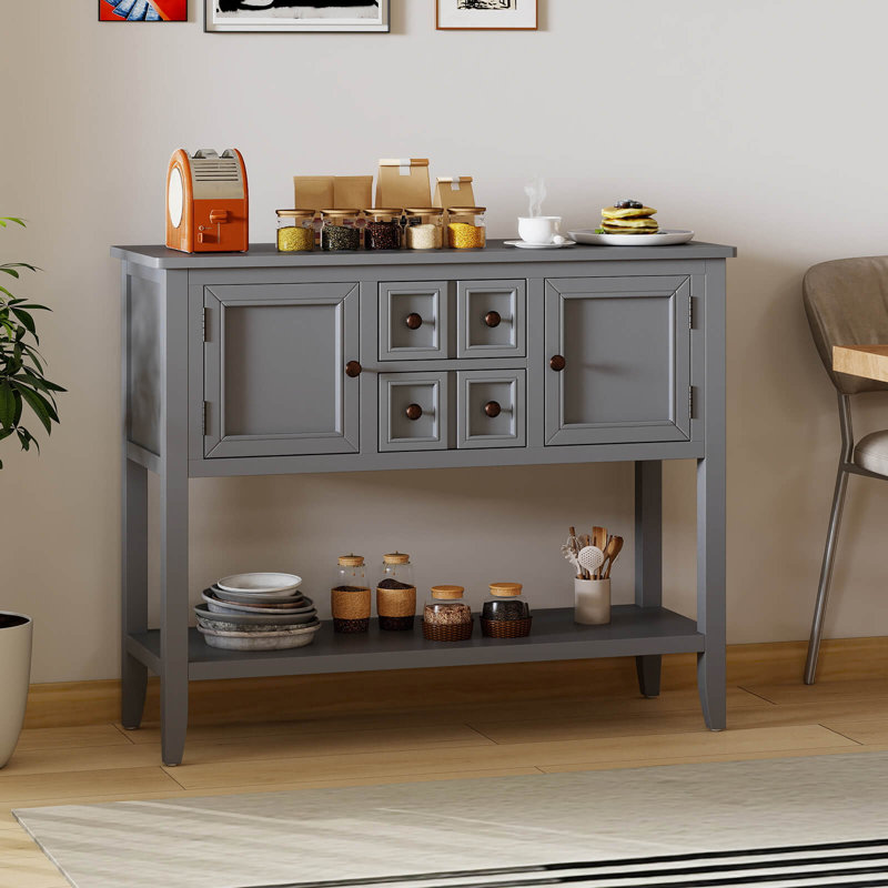 Buffet Buffet avec 2 portes et 2 tiroirs gris, Gris