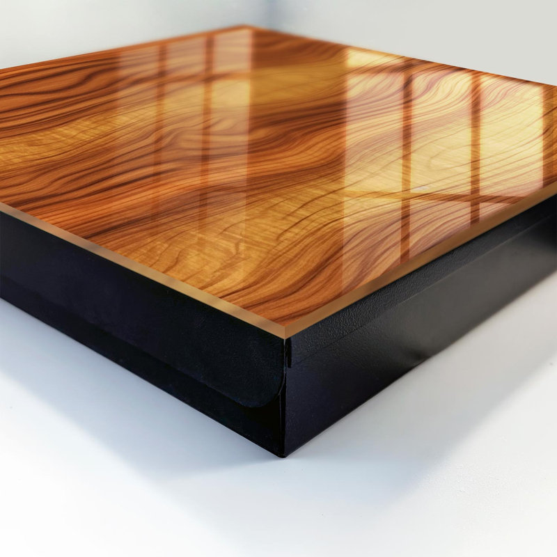 Key storage box, Opens to the left, 30x30x5, Black, Natural wood patterns in brown tones, 