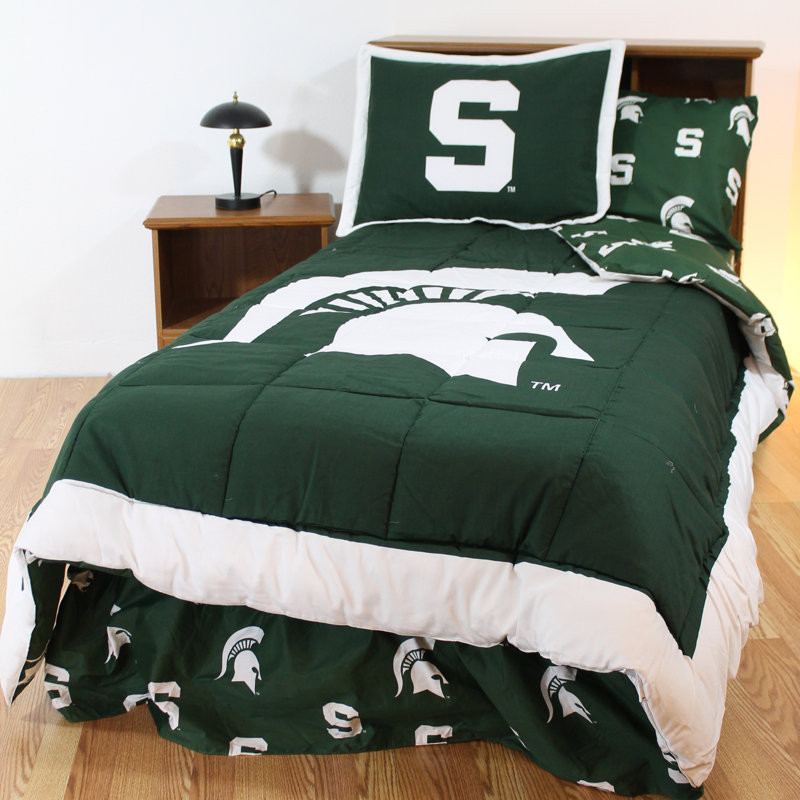 NCAA Sateen Comforter, King Comforter + 7 Additional Pieces, Michigan State