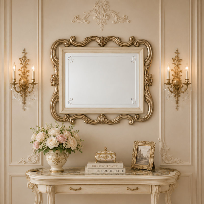 Platine de Royale Resin Beveled Mirror, Champagne