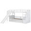 Lit superposé simple au-dessus de simple avec escalier, glissade, bureau, lit superposé en bois massif avec tiroirs de rangement et tablettes, pour enfants, adolescents, adultes-664893564