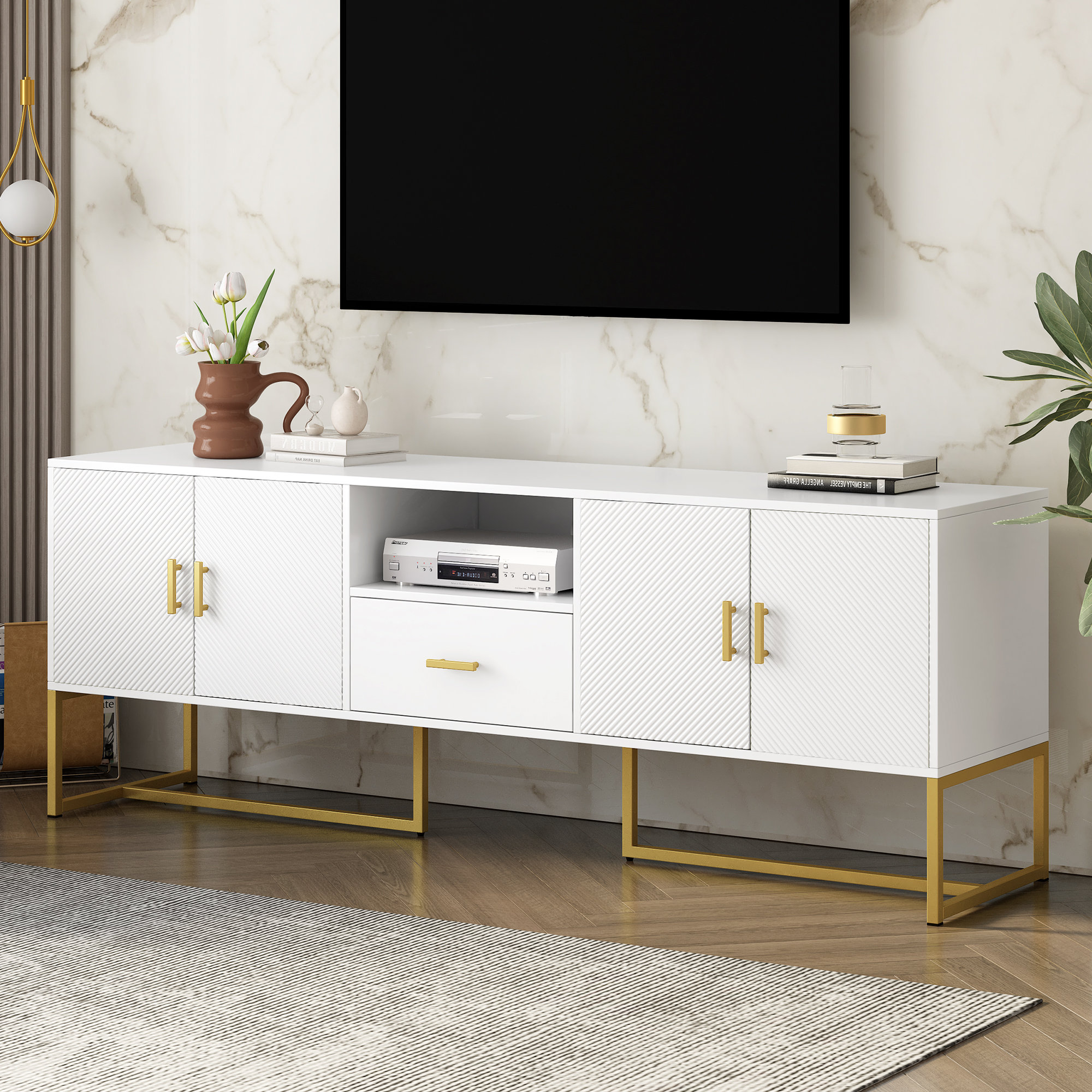 Ebern Designs Modern Tv Stand For Tv Up To 70 Inches,Tv Cabinet With 1 ...
