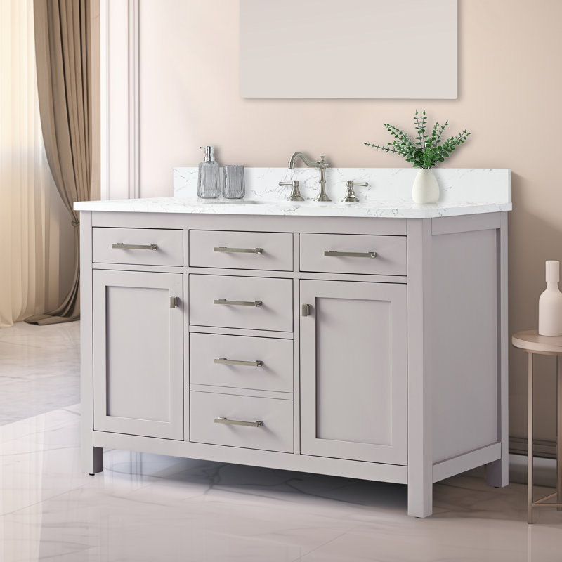 Ajhane 48" Single Vanity, Taupe/Brushed Nickel