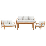 Martinique 4 Piece Teak Outdoor Coversation Loveseat Set
