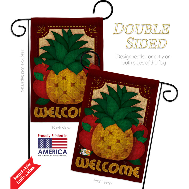 Welcome en toile jute, "fruits de nourriture" , impressions à 2 côtés 18,5 x 13 po drapeau de jardin