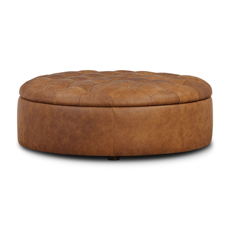 Zahra Genuine Leather Storage Ottoman