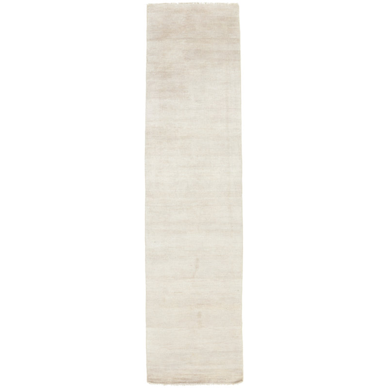 Jaipur Living Origin SAG05 Handknotted Solid White and Light Gray Area Rug (8'x10'), Rectangle 8' x 10'