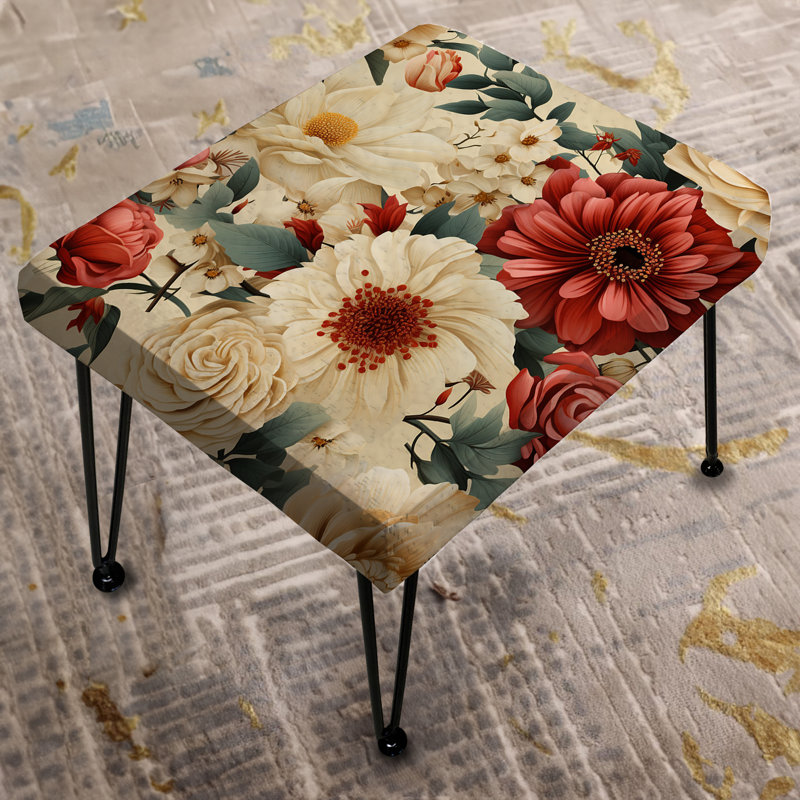 Delicate Flower Symphony II - Floral Rectangle Ottoman