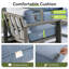 Ensemble de conversation d'extérieur en aluminium peint à la main 3 pièces avec coussins bleus et table d'appoint Purescape-122875998