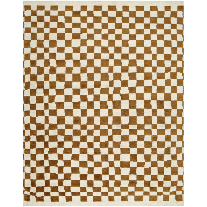 Damier Wool Plaid Area Rug, Rectangle 10' x 14'