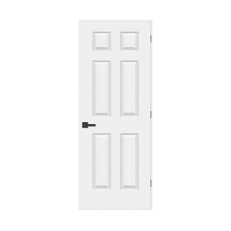 (Pas de serrure) Porte standard à 6 panneaux en bois pré-ensachée avec moulures de 4 à 9/16 po, 18 po x 80 po, Oui