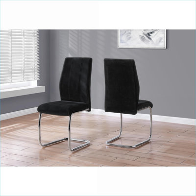 Ensemble de 2 chaises de salle à manger rembourrées en velours contemporain avec base en métal chromé pour cuisine et salle à manger modernes