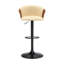 Lydia Adjustable Black Wood Bar Stool In Light Gray Fabric With Black Metal-1841368666