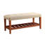 Banc en tissu et finition chêne Charla
