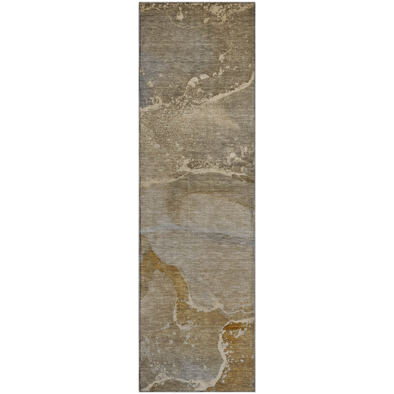 Tapis brun Cerrito AMF517 lavable à la machine de qualité supérieure, Tapis de couloir 2 pi 3 po x 7 pi 6 po
