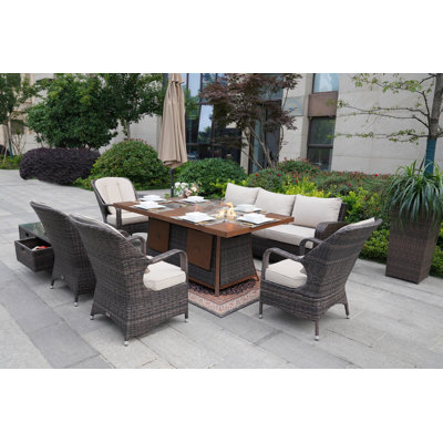 Algird 8 - Person Patio Conversation Set with Cushions