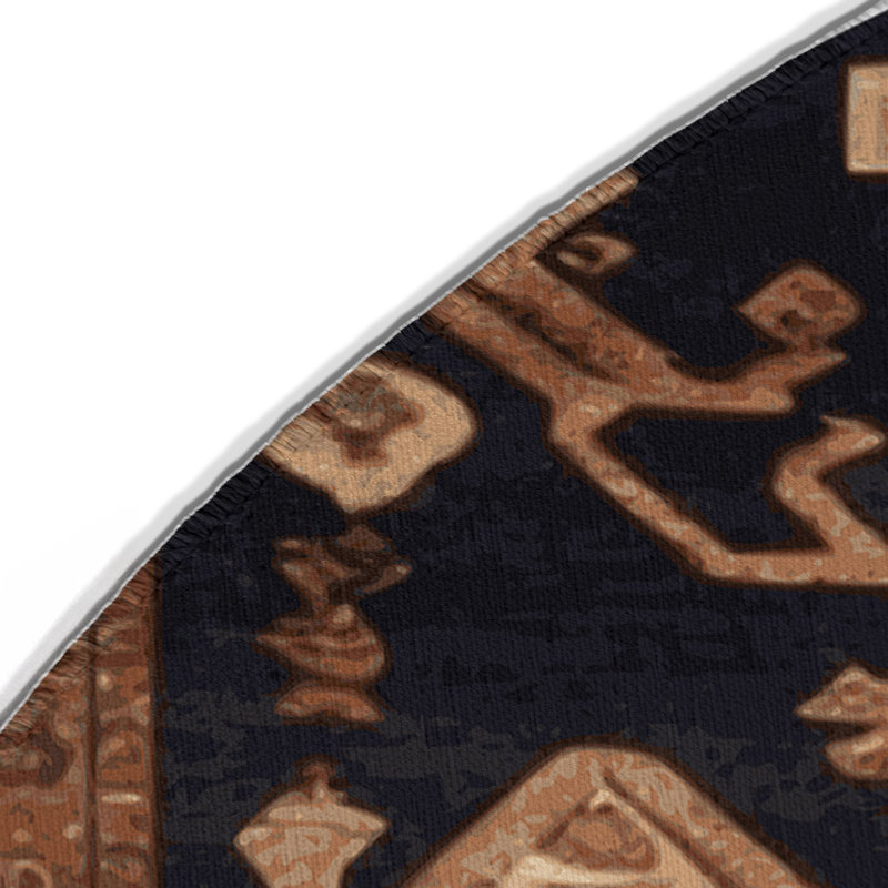 Turkish Brown Indoor and Outdoor Area Rug, Round 5'