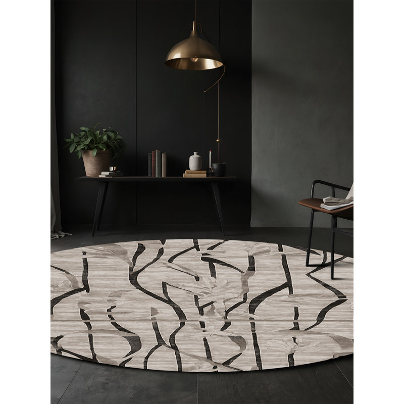 Tapis gris lavable à la machine, Carré 8 pi