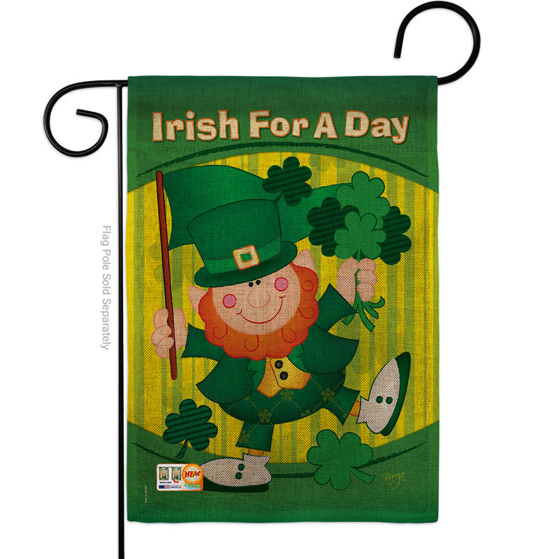 Drapeau de jardin irlandais décoratif en toile de jute 18,5 x 13 po