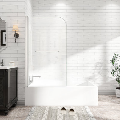 Porte de douche pivotante en nickel brossé de 31 po à 32 po x 55 po à 180 po, installation réversible, verre facile à nettoyer et à l'épreuve de la baignoire Nano