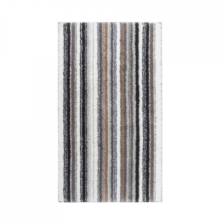 Strata Stripe Grey Bath Rug