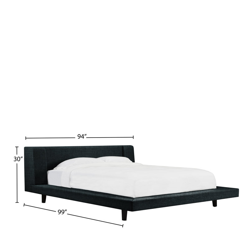 Lit plateforme en tissu d’ameublement Haslingden, Très grand, Denim