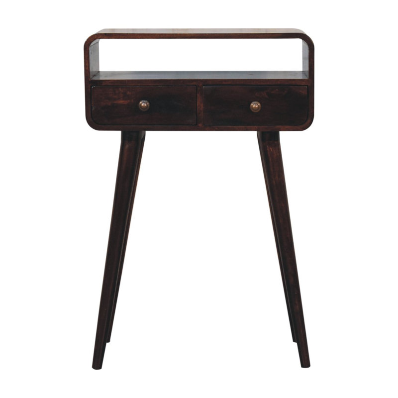 Mini California Walnut Curved Console Table, Walnut