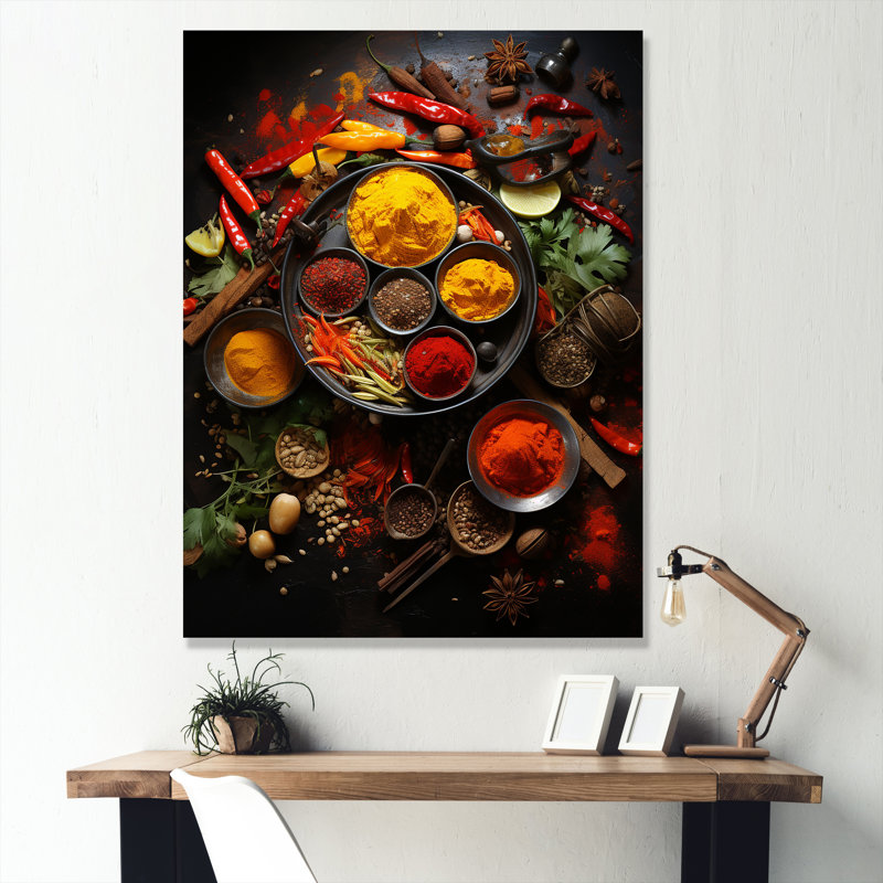 Indian Art Spices Of India 3 - Art mural indien, Toile tendue, H 20 po x l 12 po