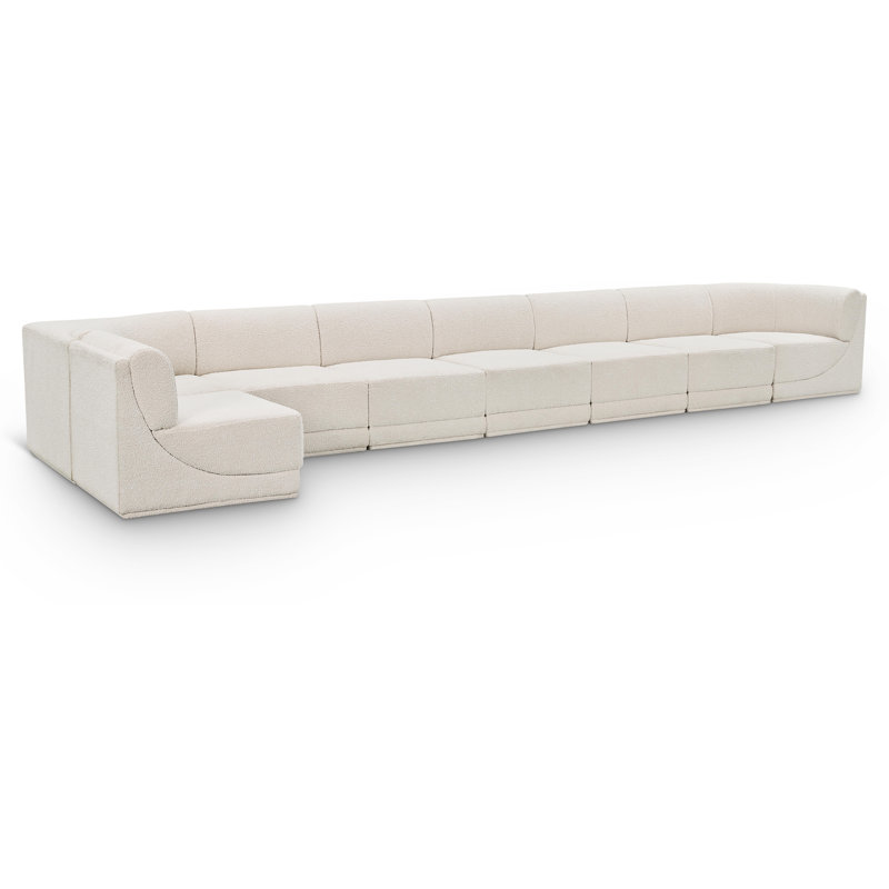 Canapé modulaire rembourré 8 pièces Ollie, Tissu crème bouclé