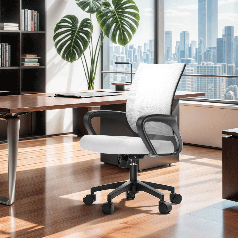 Ergonomic Swivel Home Office Task Chair Adjustable Lumbar Support, Height, and Tilt Function, Comfortable Design for All-Day Productivity