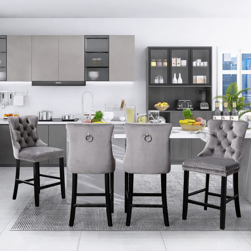 Coutee Upholstered Counter Stool, Grey