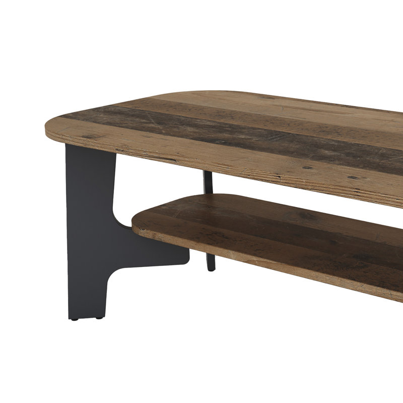 Pollocksville Four Leg Coffee Table with Storage, Brown, Black
