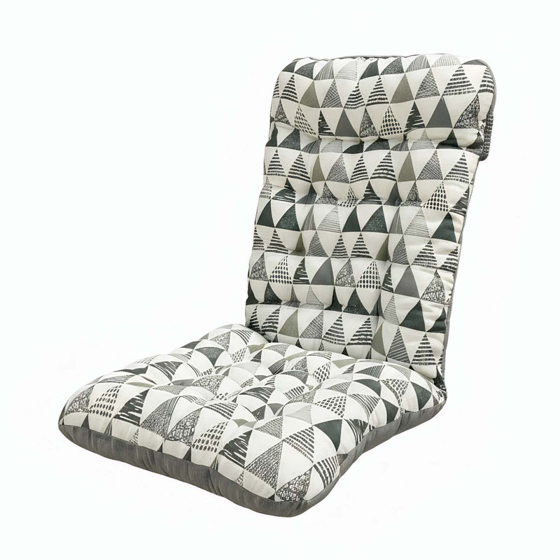 2-In-1 Reversible Linen/Velvet Chair Cushion - Tufted Seat & Lumbar Back Support For Home/Office Chair, Gray Triangle