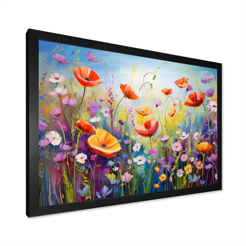 Fleurs sauvages - Rhapsodie florale - impressions encadrées, H 16 po x l 32 po x P 1 po, Cadre noir