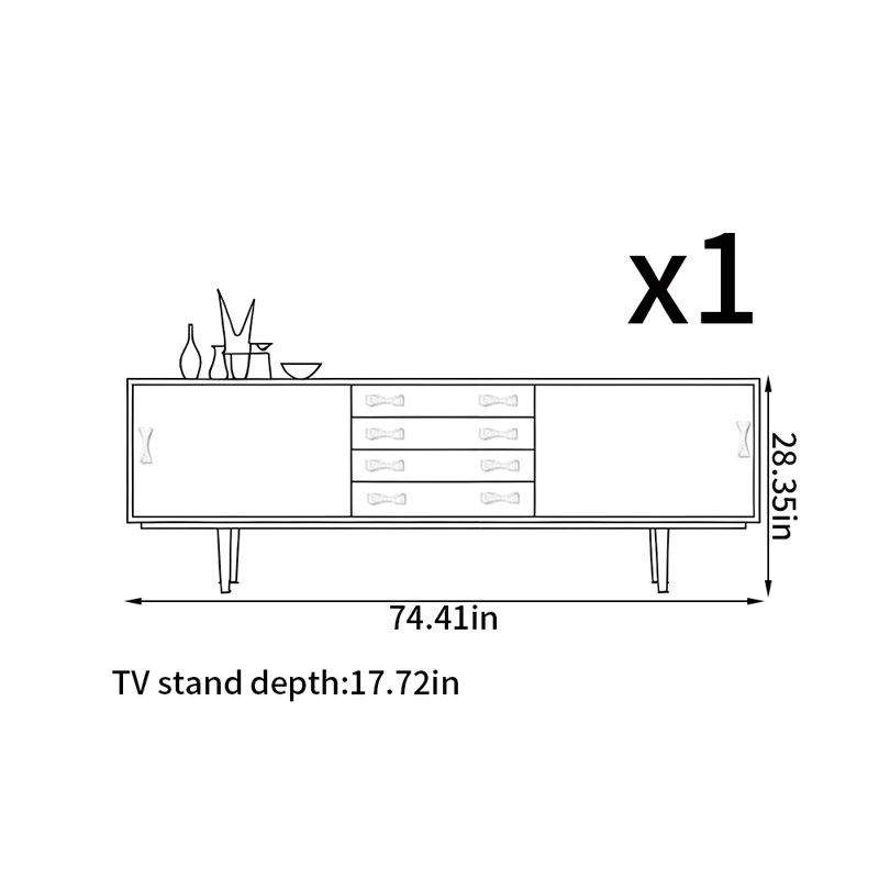 Medieval style TV stand, 74.41"